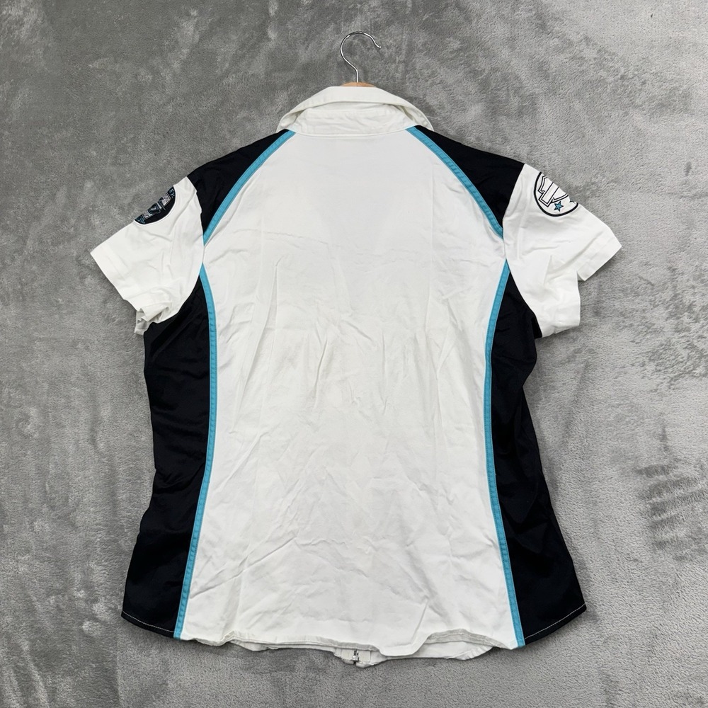 Vintage Harley Davidson Zip Up Bowling Racing White/Aqua/Black Y2K Size XL - Picture 11 of 11